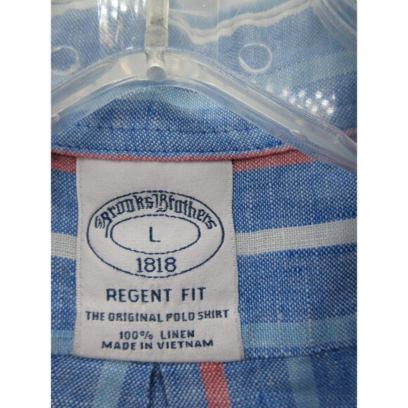 Brooks Brothers Shirt Large Linen Regent Fit Original Polo Striped - Picture 8 of 10